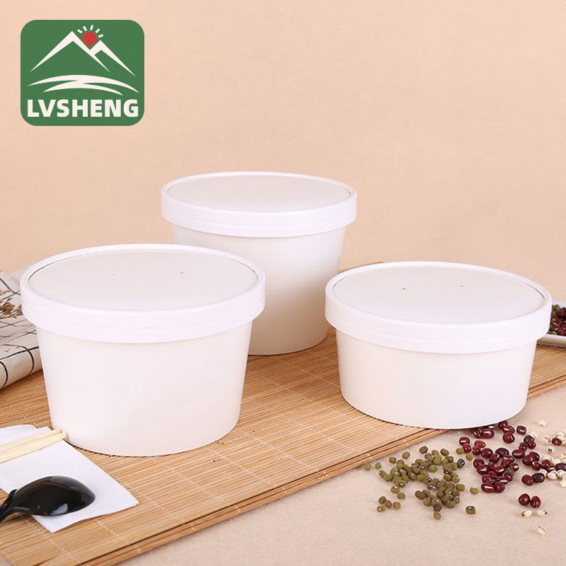 Kraft Salad Paper Bowl met papierdeksel